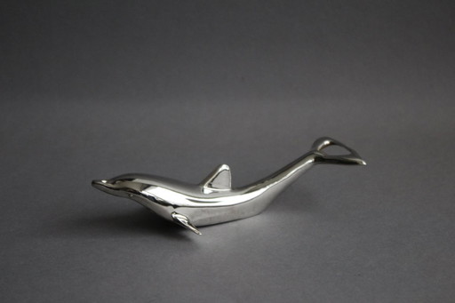 Vintage Flaschenöffner Delfin silberfarbenes Metall