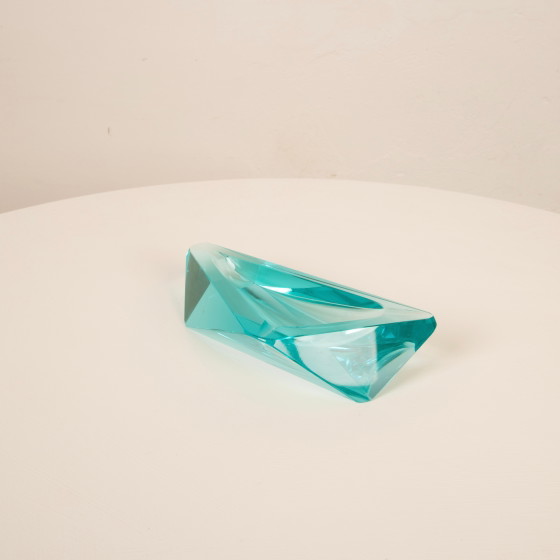 Blauwe kristallen asbak Fontana Arte Stijl, Italië 1970 – Ingrand, Tafelaccessoires, Crystal (photo 16 of 26)