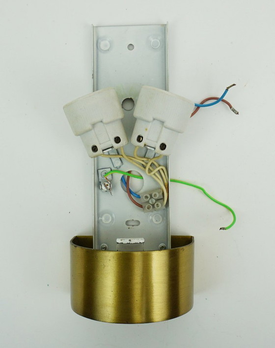 Image 1 of no. 2 of 2 - mid century modern SCONCE wall lamp lustrous glass shell shape hollywood regency style