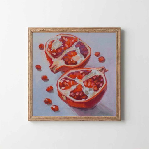Pomegranate, Contemporary Impressionism in Miniature, 15x15; Sandra Kolondam