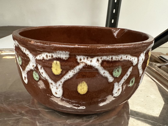 Image 1 of Caquelon antico di Digoin in gres dipinto a mano e smaltato