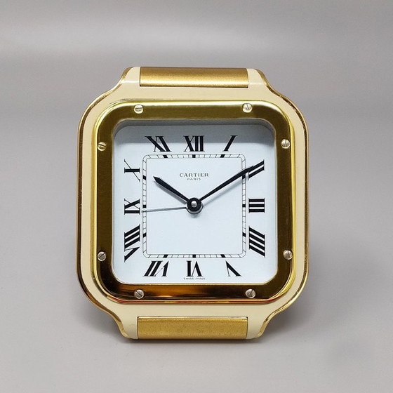 Orologio sveglia Cartier Santos Pendulette anni '80. Prodotto in Svizzera, Metallo, Crema (foto 3 di 10)