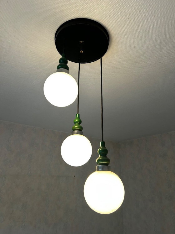 Lampada a sospensione vintage a 3 punti luce (altezza regolabile) – Lampade a sospensione, Glass, Metal (photo 3 of 8)