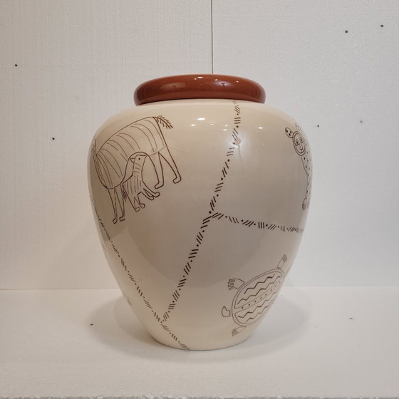 Image 1 of Vase design animals, ceramic, 80's - France