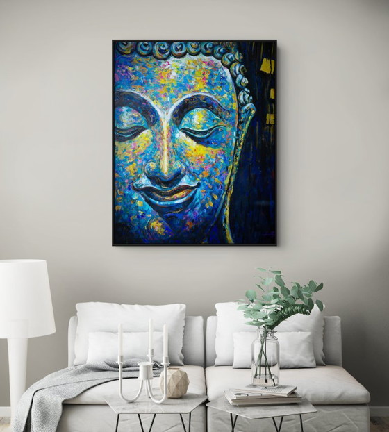 Image 1 of Unique hand-painted Buddha painting “Ocean of Calm” – Seksak Jaichumchen – 100×120 cm