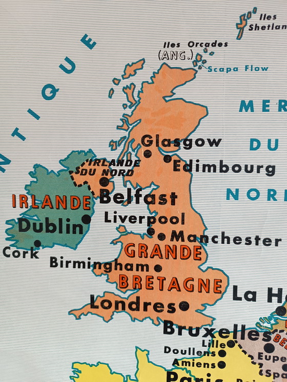 Image 1 of Mappa murale scolastica d'epoca - Europa 1918-1923