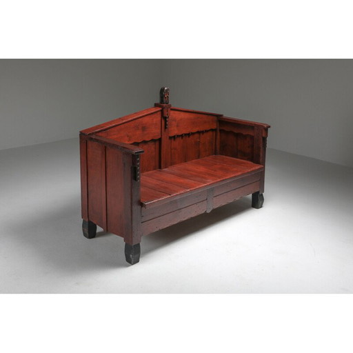 Vintage Expressionist Amsterdam School Bench 1920s