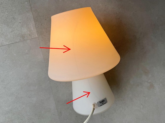 1x Vintage White Glass Hala Table Lamp (photo 9 of 9)