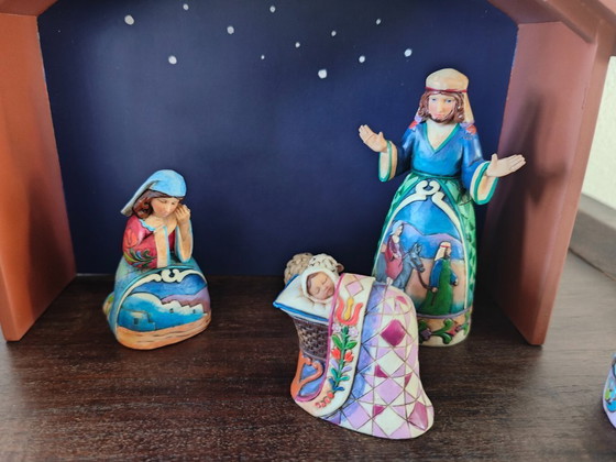 Image 1 of Weihnachtskrippe / Weihnachtsstall, handgefertigt von Jim Shore