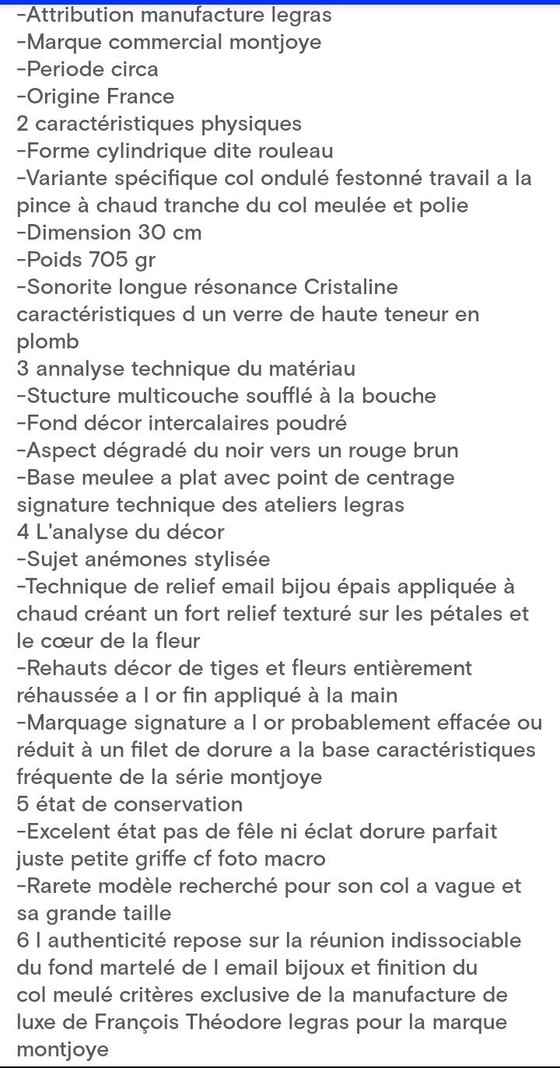 Image 1 of Rare rolled vase attributed to Montjoye Legras, enamel jewel with a wavy neck