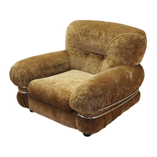 Velours-Sessel, Italienisches Design, 1970er Jahre, Produktion: Italien