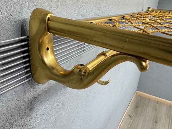 Image 1 of Vintage metalen wandkapstok met touw