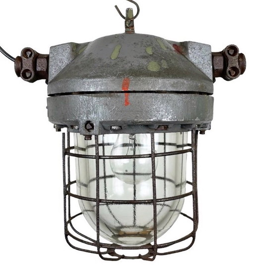 Dunkelgraue, explosionsgeschützte Industrielampe von Elektrosvit, 1960er Jahre