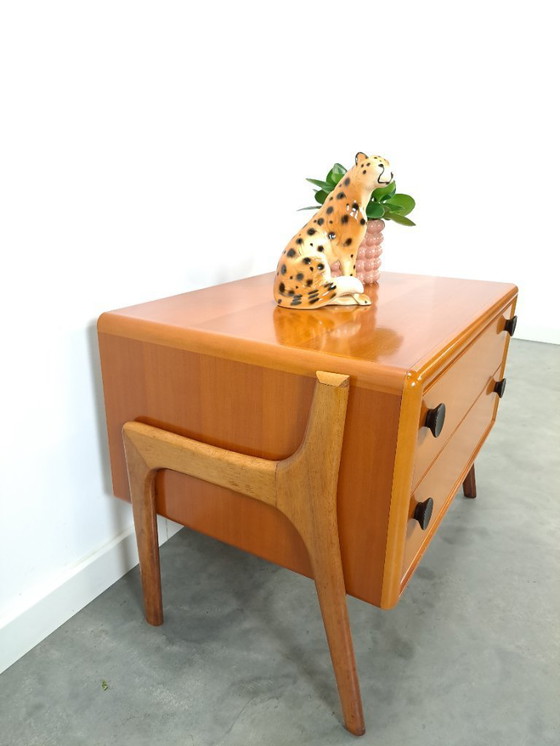 Image 1 of Commode en teck avec poignées en métal noir, meuble TV