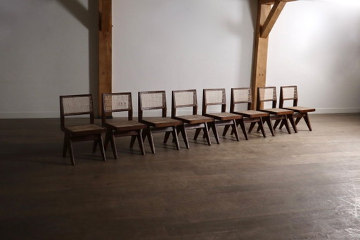Set van 8 Pierre Jeanneret PJ-SI-25-A armloze stoelen, Chandigarh, 1958 – eetkamerstoelen, Wood (photo 2 of 17)