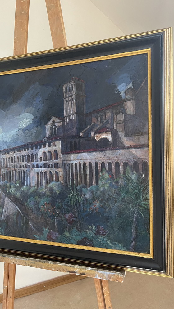 Image 1 of Monumental Cityscape of Assisi – Hand-Painted Oil