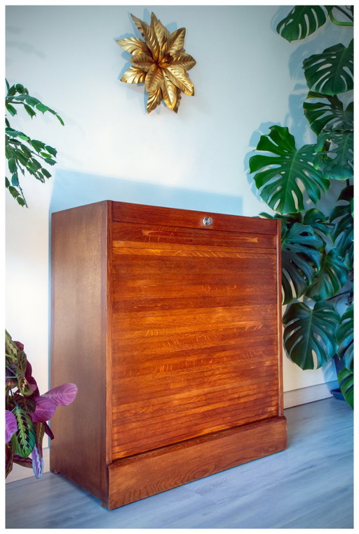 Craft cabinet, double curtain file, oak, 1950s