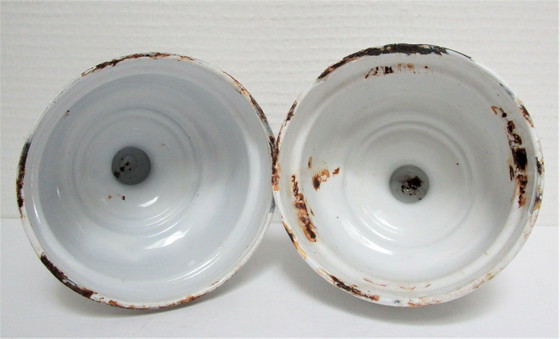 Image 1 of four enameled metal cheese bells, early 20th century