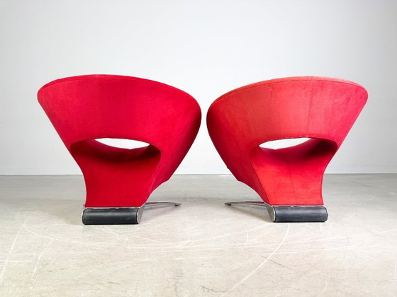 Image 1 of 2x Fauteuil Original Fora Form Loop Johan Verde en velours rouge