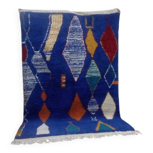Berber Design Teppich - blauer Akzent - handgefertigter marokkanischer Teppich - 241x165 cm