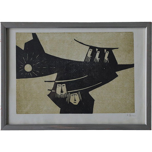 Dipinto d'epoca a tema biblico di Åke Holm, 1970