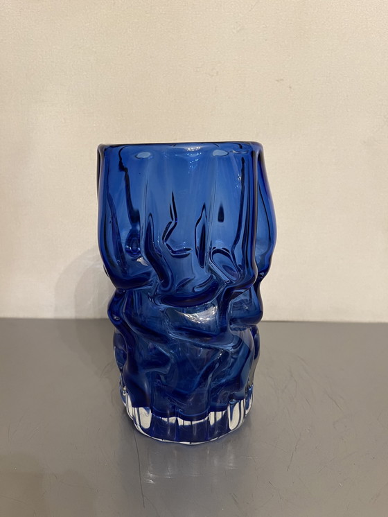 Image 1 of Blaue „organische“ Murano-Glasvase aus den 1980er Jahren