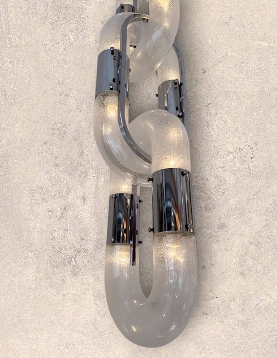 Image 1 of Chandelier Chain Murano Glass Metal by Aldo Nason for Mazzega