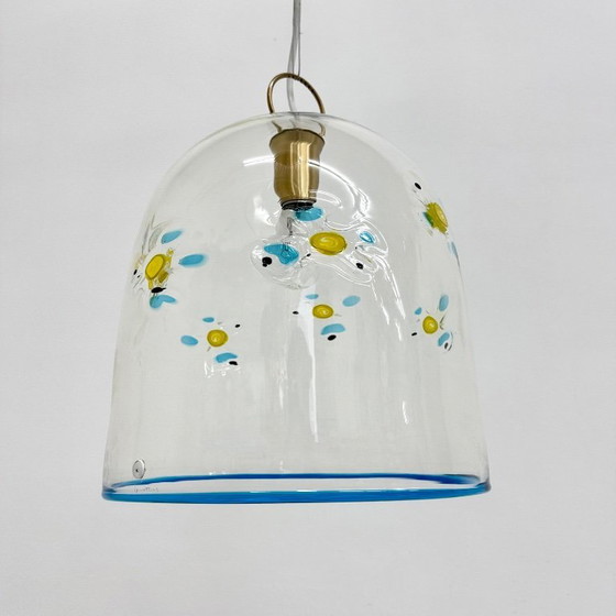 Image 1 of Mid-century design La Murrina glass hanging lamp flowers , 1970s , Italy