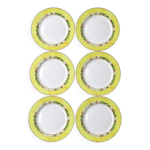 6 Dessertteller Jean-Louis Coquet Limoges Terre de Sienne Vintage