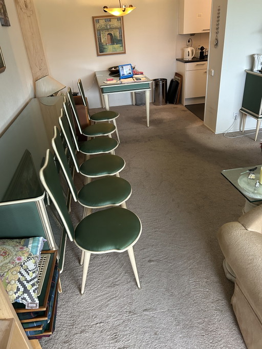 Umberto Mascagni Eettafel Met 6 Stoelen – Glass, Brass