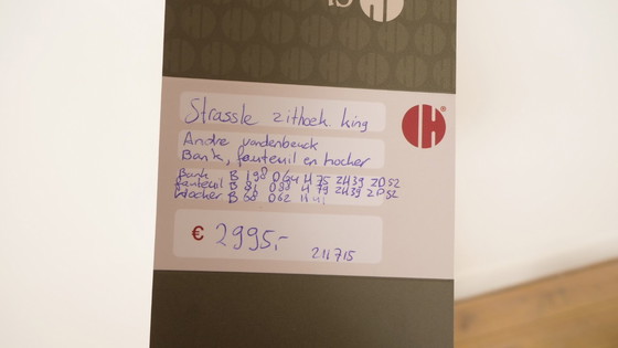 Image 1 of Vintage zithoek | 3-zits | fauteuil + hocker | King sofa | Leer