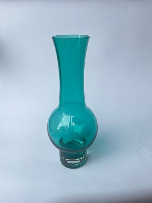 Finnish Design - Riihimäki 70s Green Glass Vase 1371 for Riihimäen Lasi OY