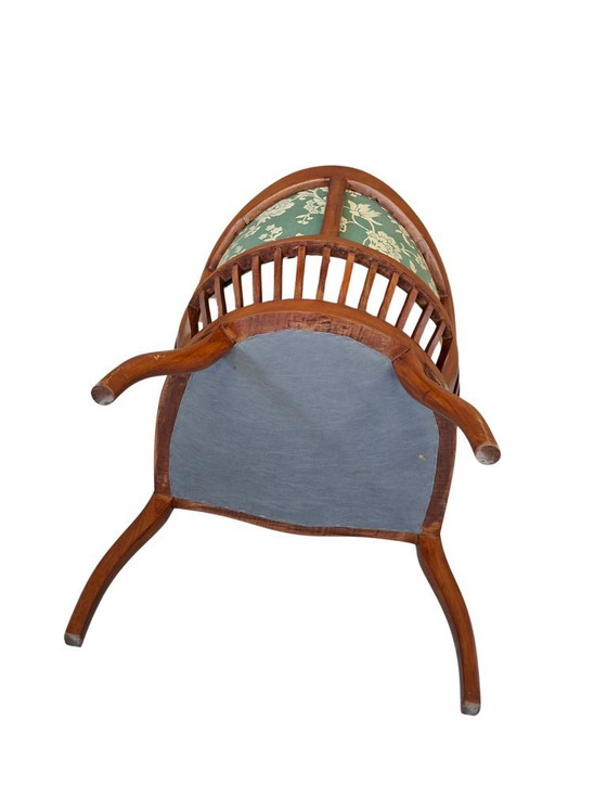 Image 1 of Elegant Inlaid Cherry Wood Bedroom Armchair
