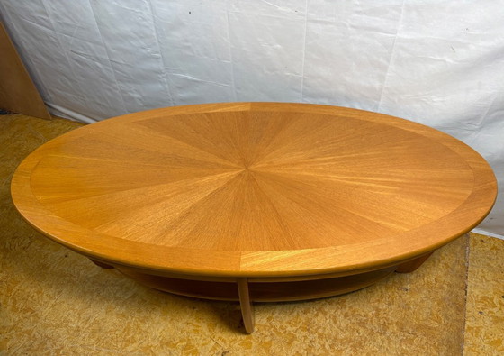 Stunning Vintage Nathan Teak Oval Coffee Table | 1960 | Iconic Sunburst Design A Stunning Mid-Century Retro (photo 4 of 7)