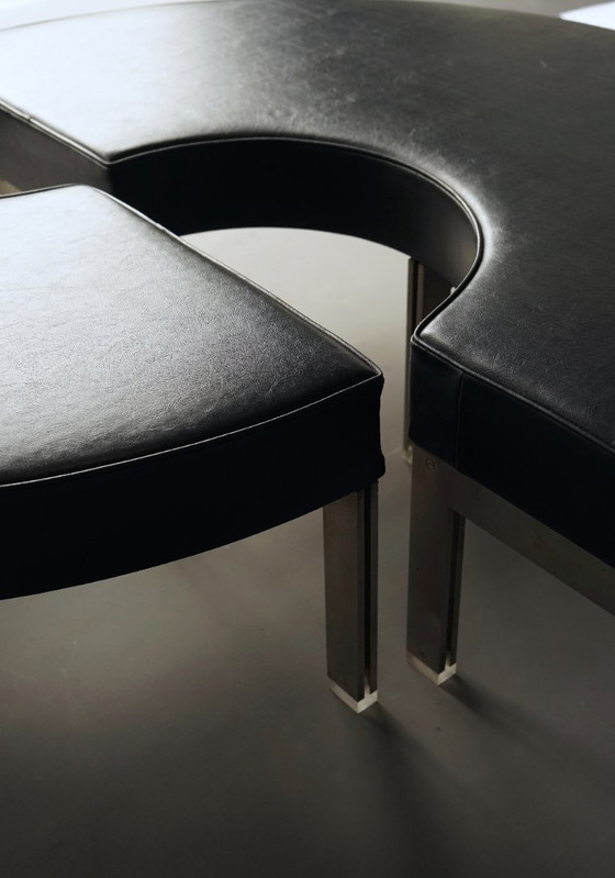 Mid-Century Round Modernist Benches. 1960s. Set of 2 – Metal, Plastic (photo 15 of 23)