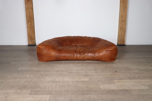 Croissant Sofa in Cognac Leather by Raphael Raffel for Honore Paris, 1970s