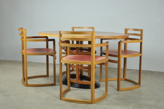 Image 1 of Eccezionale set da pranzo in legno di alberi da frutto in stile Art Déco, anni '80