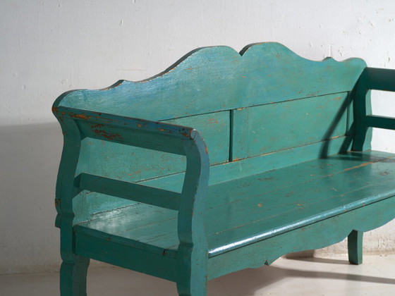 Antique green painted bench in pine wood – Central Europe, circa 1910 – Benches (photo 15 of 40)