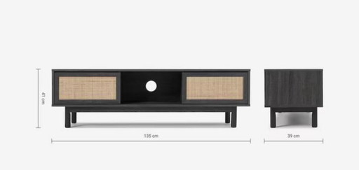 Rotan tv-meubel in Pierre Jeannette-stijl