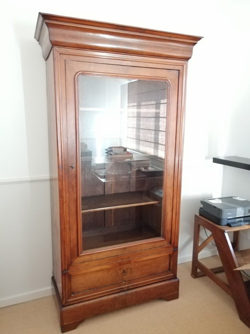 Antique bookcase - display cabinet Louis Philippe style 1 door 2 drawers