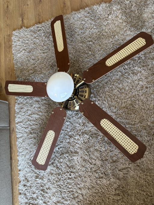 Ventilateur de plafond rétro vintage avec pales en toile légère