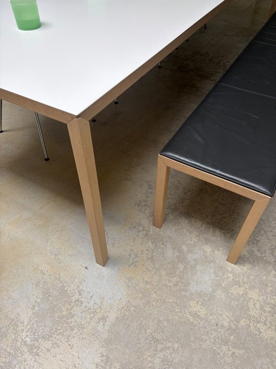Banc Slim Plus extra long de Bertjan Pot pour Arco, Bois, Cuir, Beige, Modern (photo 6 sur 12)