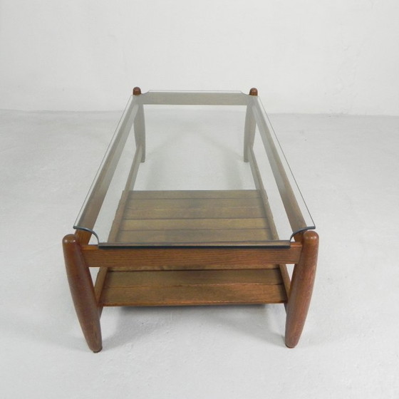 Image 1 of Scandinavische salontafel met glazen blad, jaren '60