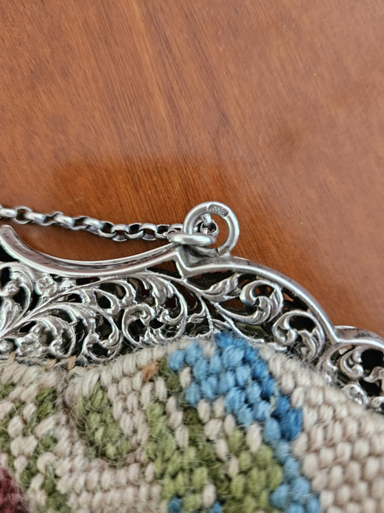 Monture de Sac Antique en Argent avec Scène de Café env. 1910 – Autres sacs, Tweed (photo 9 of 12)