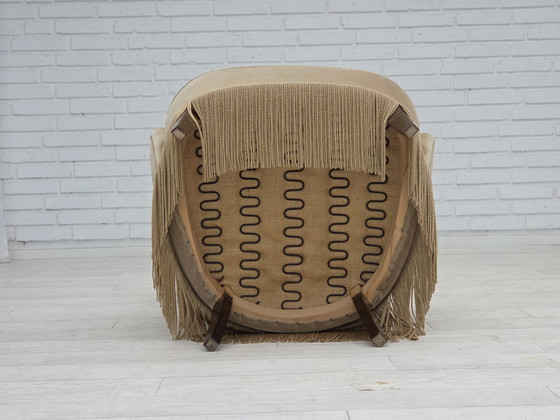 Image 1 of 1960er Jahre Dänischer Sessel in grün/braunem Möbelvelours, Originalzustand