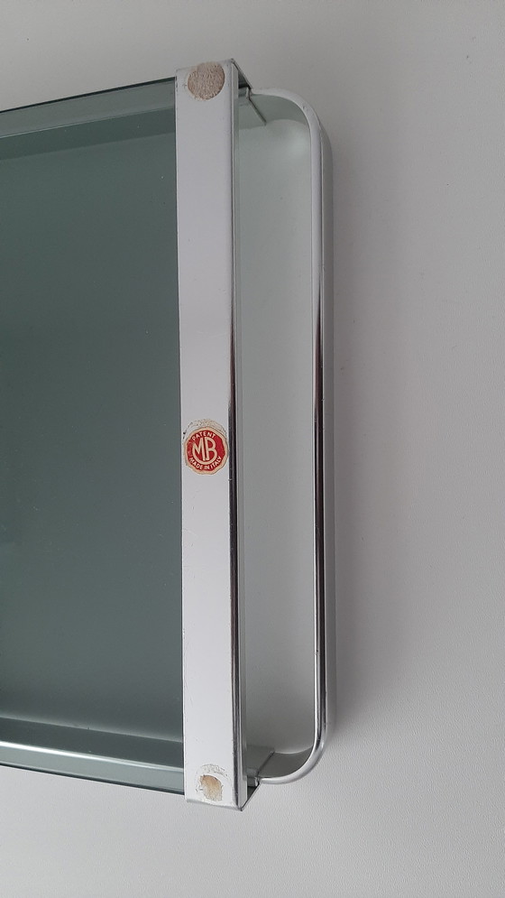 Image 1 of Bandeja MB Italy, vidrio ahumado de mediados de siglo y aluminio.