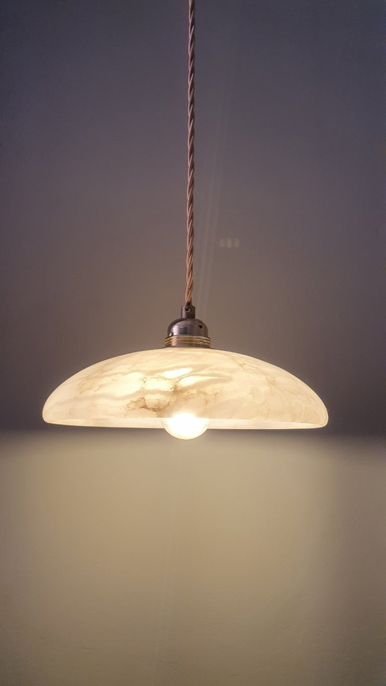 Lampada a sospensione vintage in alabastro - Art Déco - Metà secolo – Lampade a sospensione, Stone, Metal (photo 22 of 23)