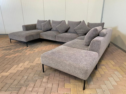 Montel Grand canapé en U en tissu gris