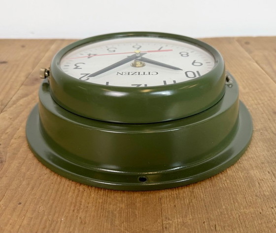 Image 1 of Vintage Green Citizen Ships Wall Clock, 1980s