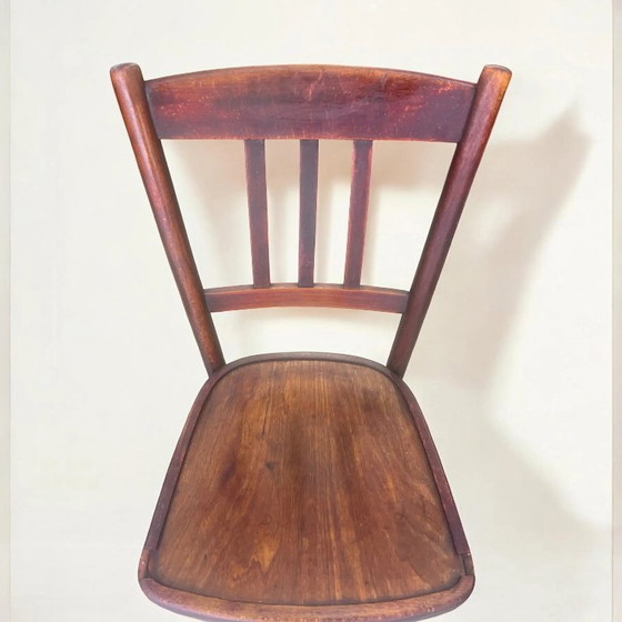 Image 1 of Sillas clásicas de café/bistro de nogal/madera curvada ca. 1950 con pátina